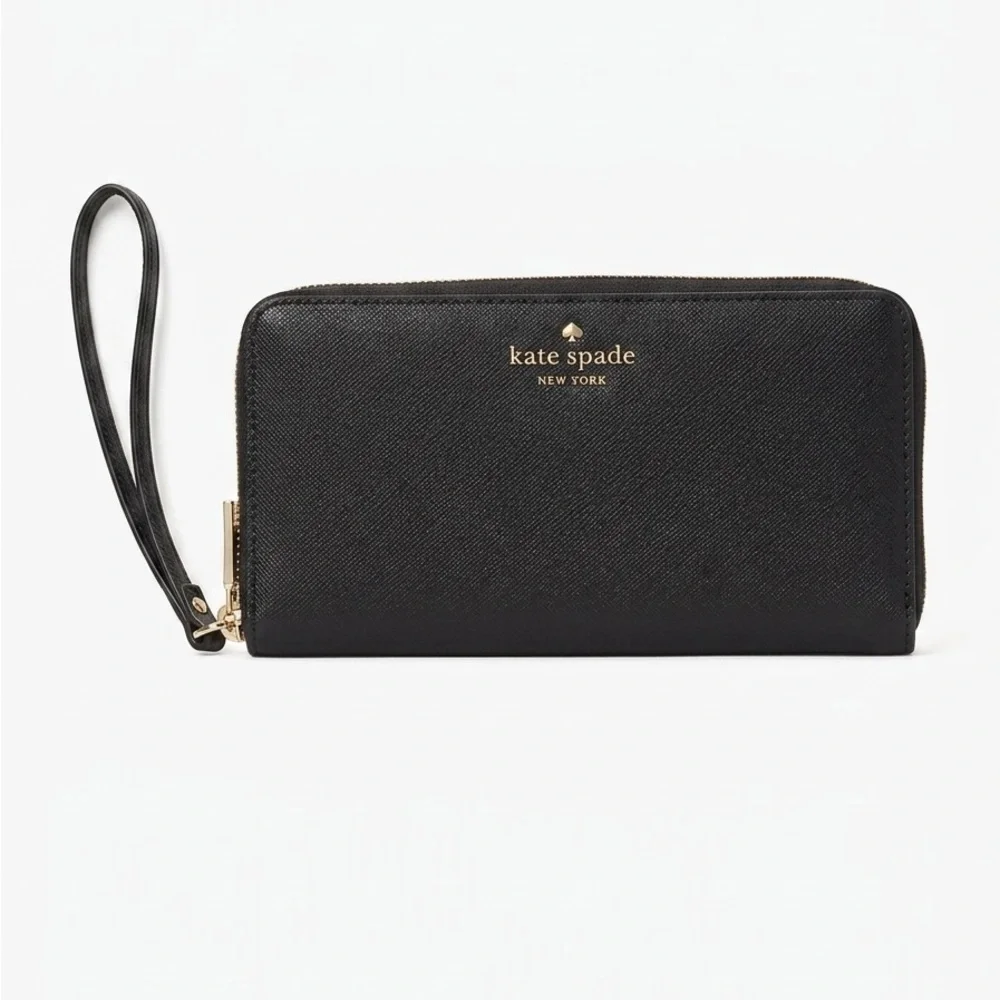 kate spade New York Black Saffiano Zip Wristlet Wallet